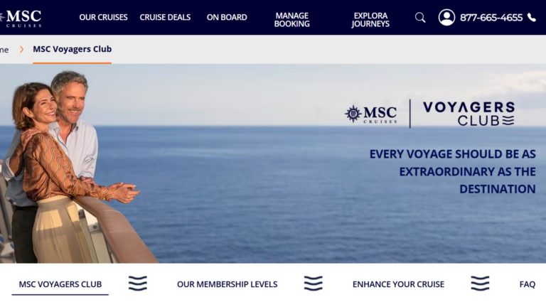 La page d'accueil de la plateforme MSC.