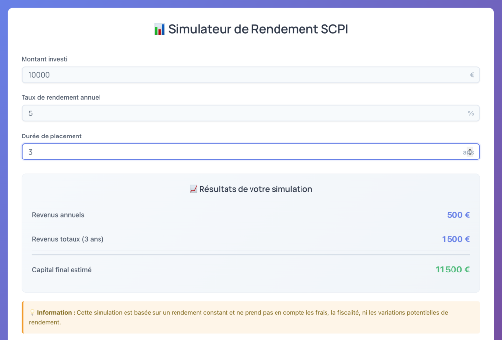 Calcul du rendement SCPI avec atf-conseil-finance.fr