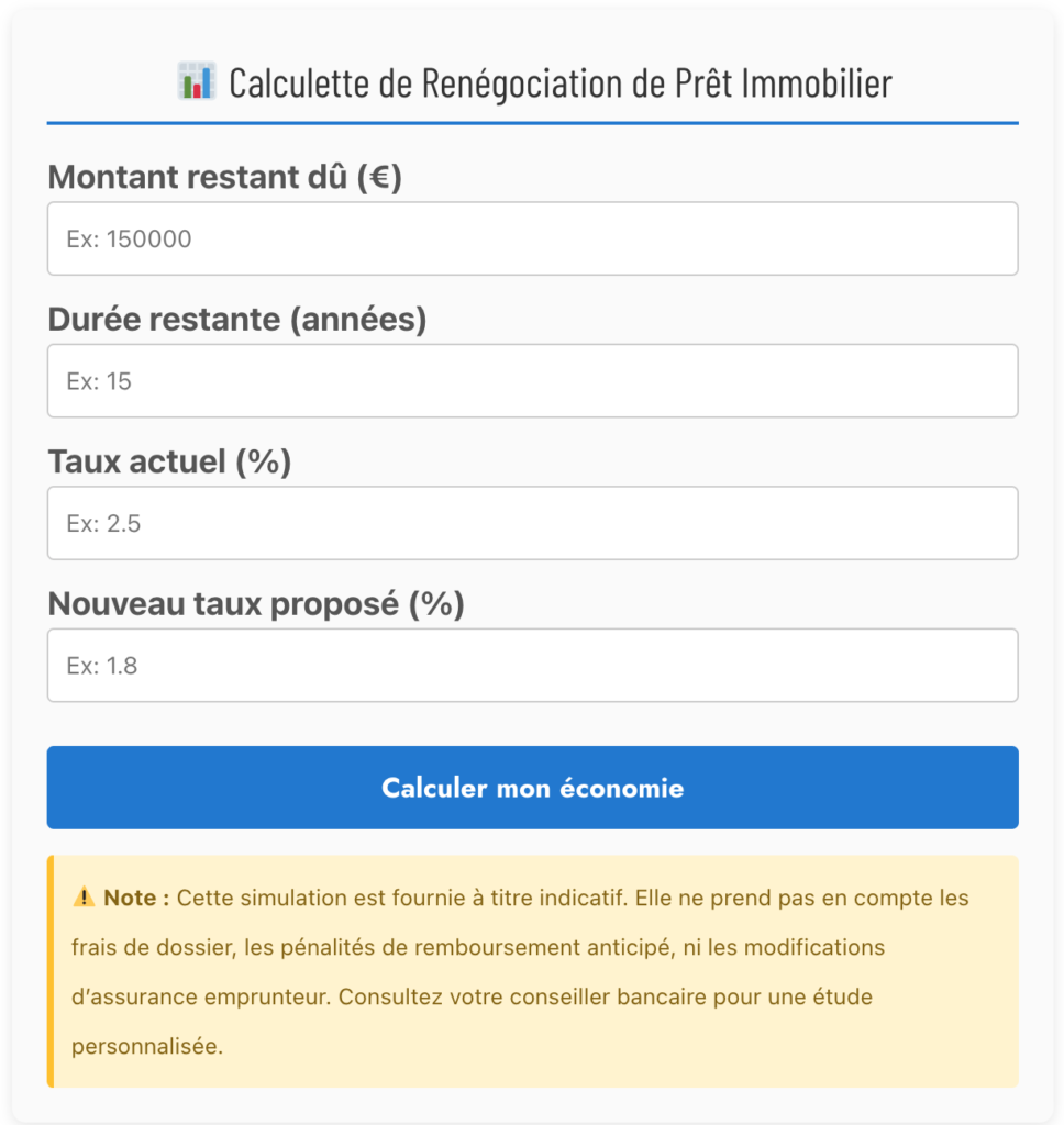 Calculette renégociation prêt Oulala
